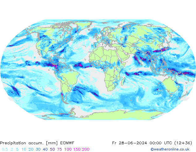 Toplam Yağış ECMWF Cu 28.06.2024 00 UTC