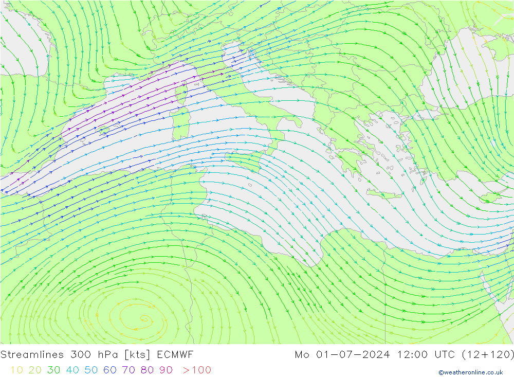  300 hPa ECMWF  01.07.2024 12 UTC