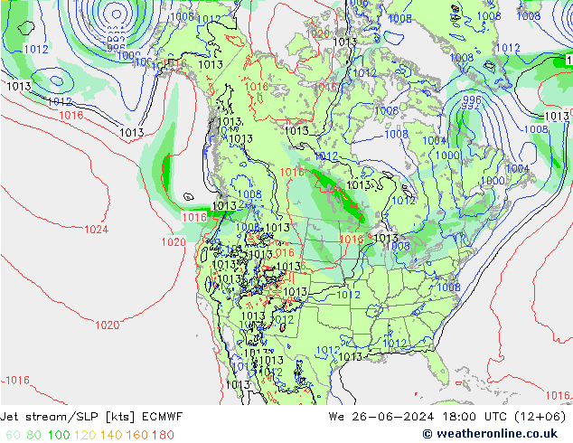 高速氣流/地面气压 ECMWF 星期三 26.06.2024 18 UTC
