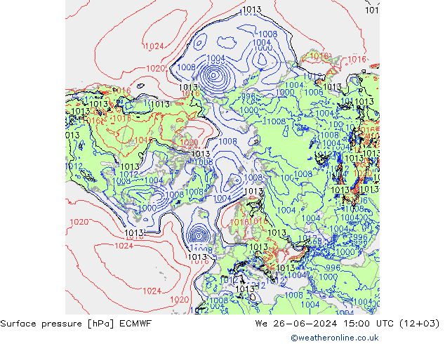 приземное давление ECMWF ср 26.06.2024 15 UTC