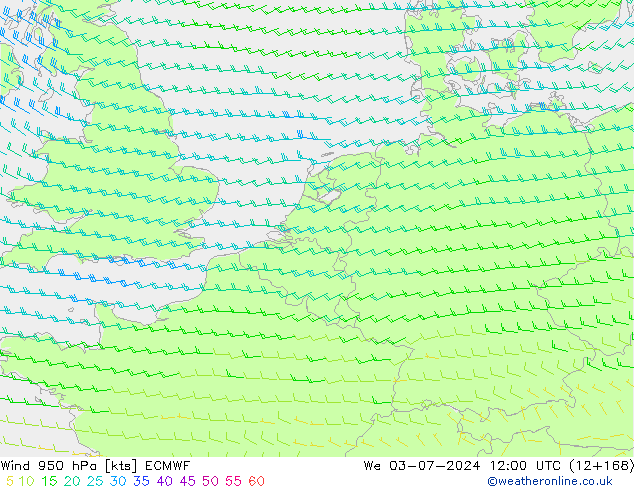 Wind 950 hPa ECMWF wo 03.07.2024 12 UTC
