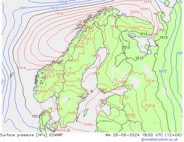 地面气压 ECMWF 星期三 26.06.2024 18 UTC