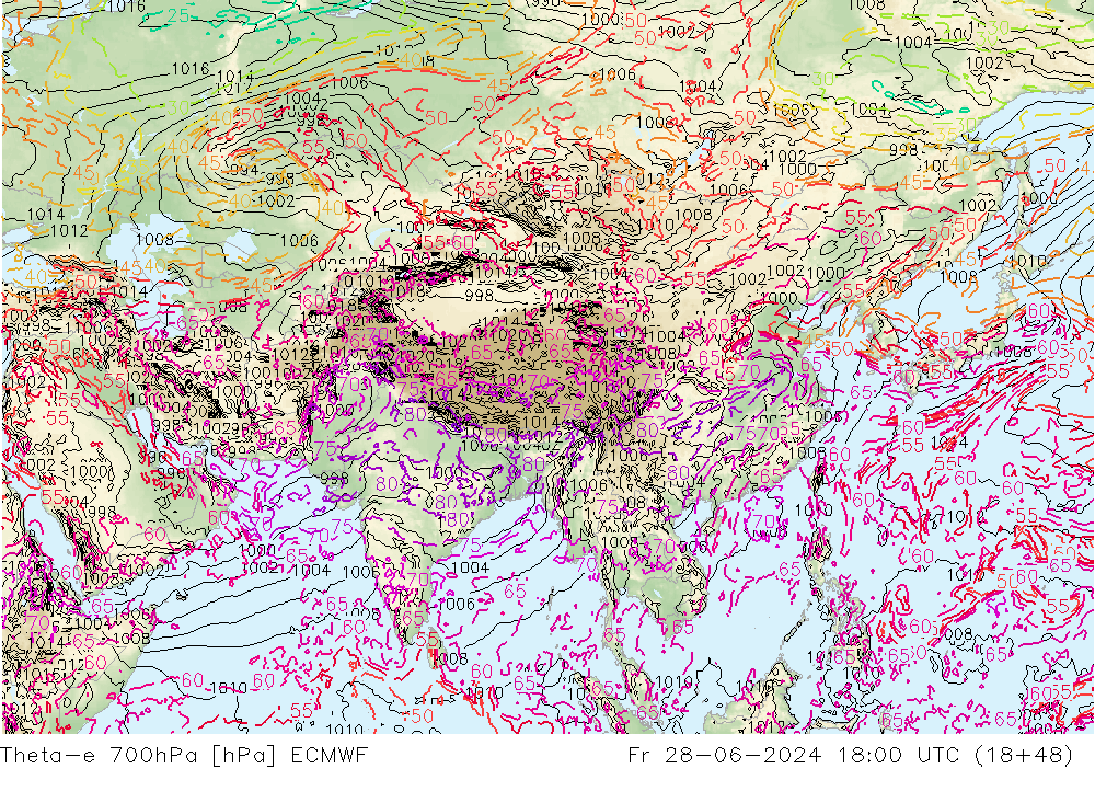 Theta-e 700hPa ECMWF vr 28.06.2024 18 UTC