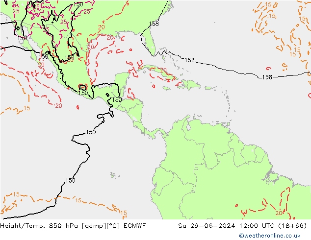Z500/Regen(+SLP)/Z850 ECMWF za 29.06.2024 12 UTC