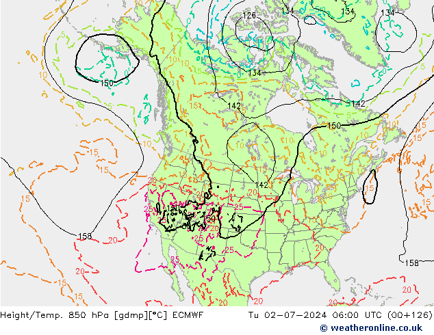 Hoogte/Temp. 850 hPa ECMWF di 02.07.2024 06 UTC