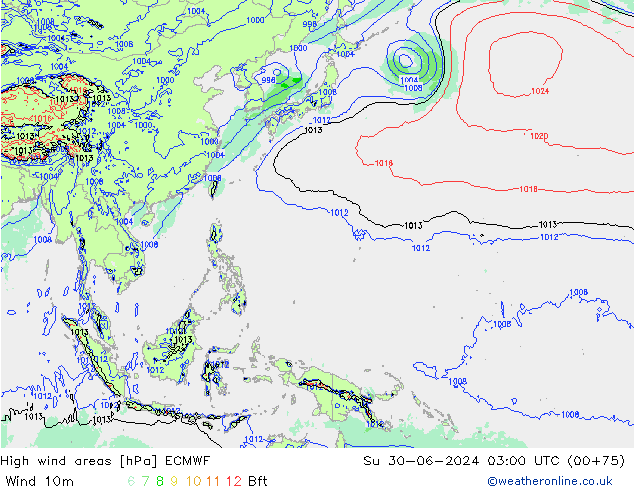 Windvelden ECMWF zo 30.06.2024 03 UTC