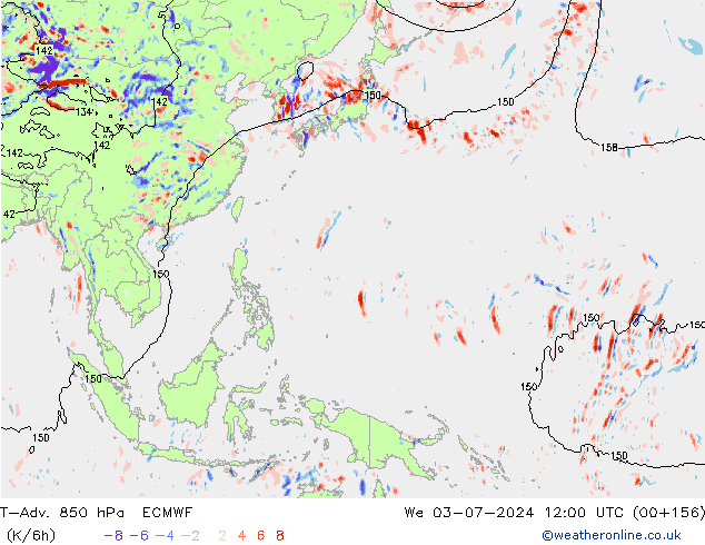 T-Adv. 850 hPa ECMWF wo 03.07.2024 12 UTC