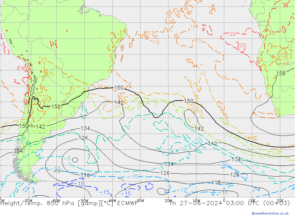 Hoogte/Temp. 850 hPa ECMWF do 27.06.2024 03 UTC