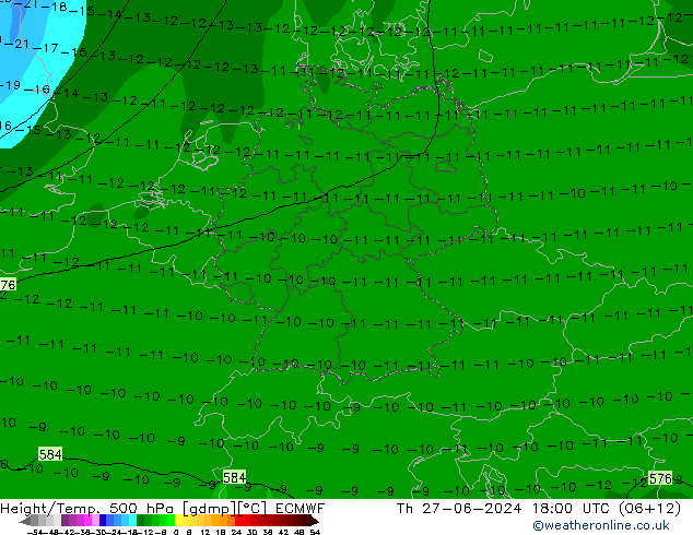 Hoogte/Temp. 500 hPa ECMWF do 27.06.2024 18 UTC