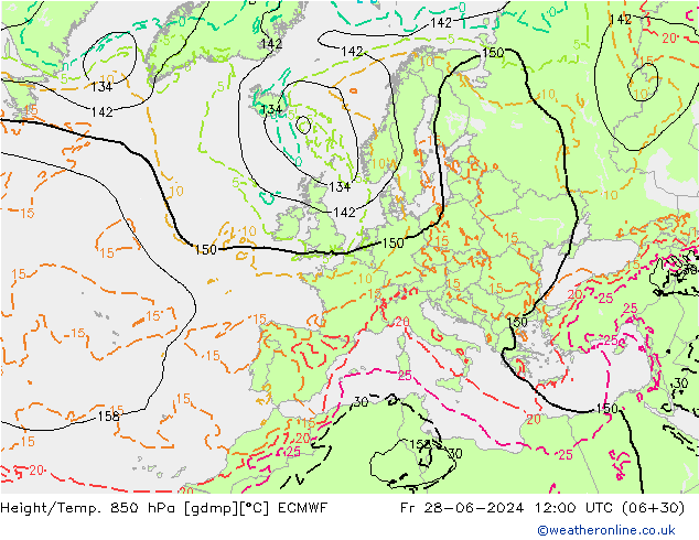 Z500/Regen(+SLP)/Z850 ECMWF vr 28.06.2024 12 UTC