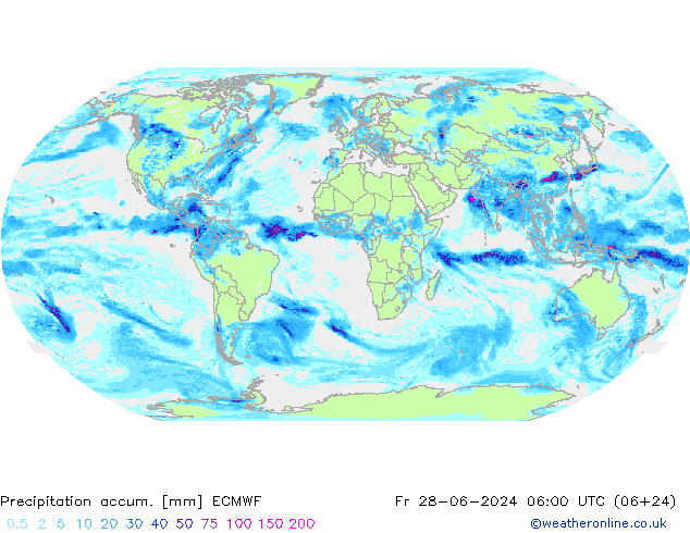 Totale neerslag ECMWF vr 28.06.2024 06 UTC