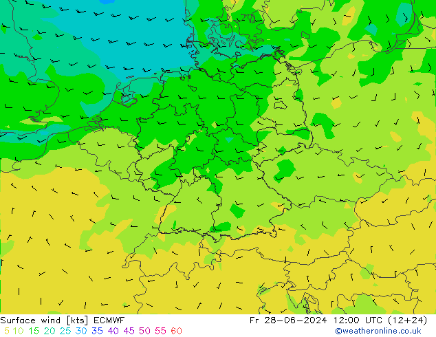 风 10 米 ECMWF 星期五 28.06.2024 12 UTC