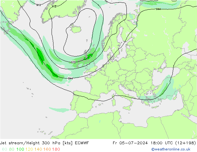 高速氣流 ECMWF 星期五 05.07.2024 18 UTC