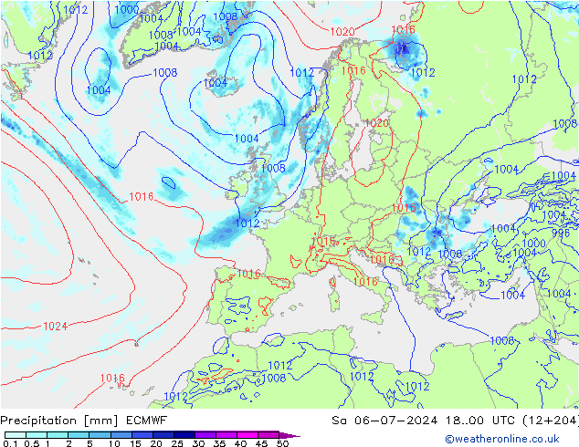 Neerslag ECMWF za 06.07.2024 00 UTC
