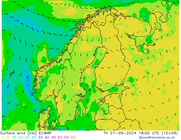 风 10 米 ECMWF 星期四 27.06.2024 18 UTC