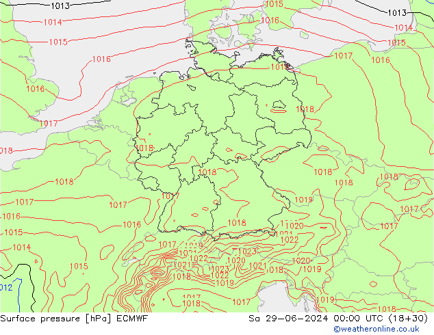 Luchtdruk (Grond) ECMWF za 29.06.2024 00 UTC