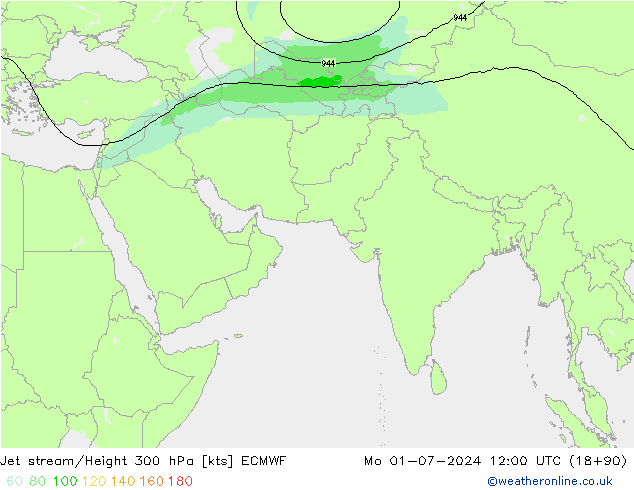 高速氣流 ECMWF 星期一 01.07.2024 12 UTC