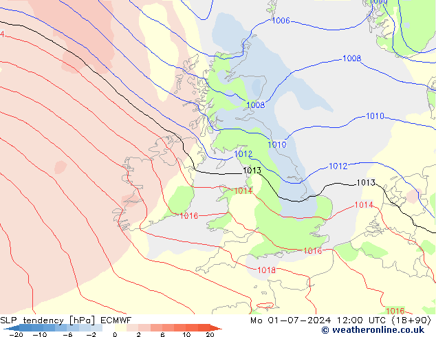 Druktendens (+/-) ECMWF ma 01.07.2024 12 UTC