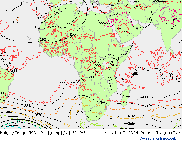 Z500/Regen(+SLP)/Z850 ECMWF ma 01.07.2024 00 UTC