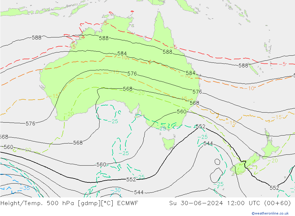 Z500/Rain (+SLP)/Z850 ECMWF Su 30.06.2024 12 UTC