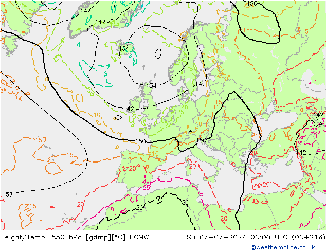 Z500/Rain (+SLP)/Z850 ECMWF dim 07.07.2024 00 UTC