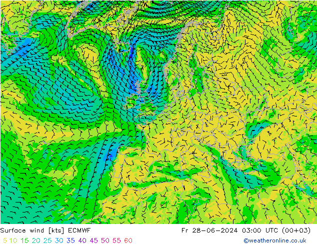 风 10 米 ECMWF 星期五 28.06.2024 03 UTC