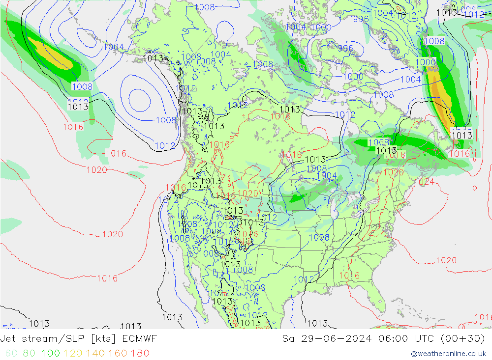 Straalstroom/SLP ECMWF za 29.06.2024 06 UTC