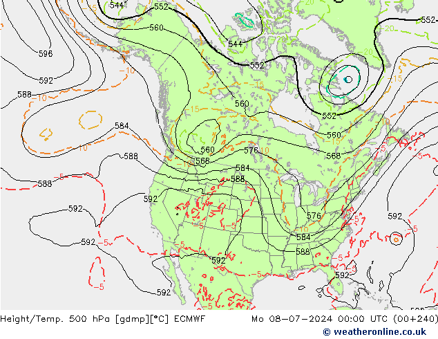 Z500/Regen(+SLP)/Z850 ECMWF ma 08.07.2024 00 UTC