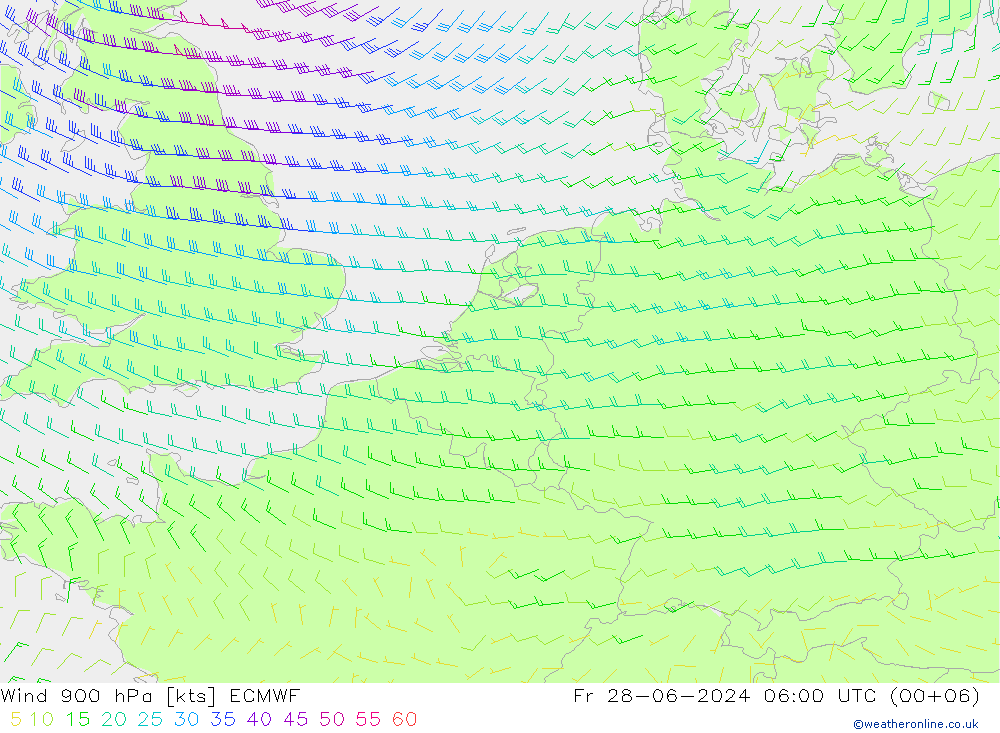 风 900 hPa ECMWF 星期五 28.06.2024 06 UTC
