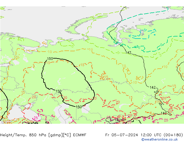 Height/Temp. 850 hPa ECMWF Fr 05.07.2024 12 UTC