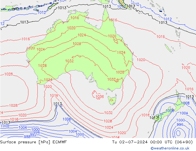 Luchtdruk (Grond) ECMWF di 02.07.2024 00 UTC