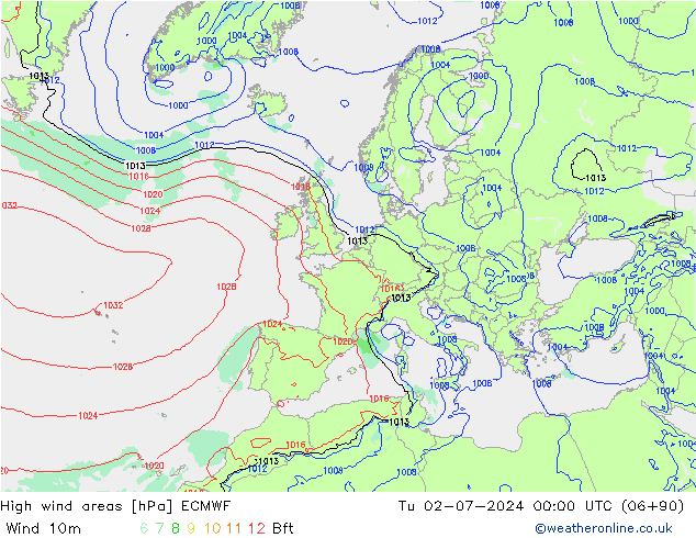 Windvelden ECMWF di 02.07.2024 00 UTC