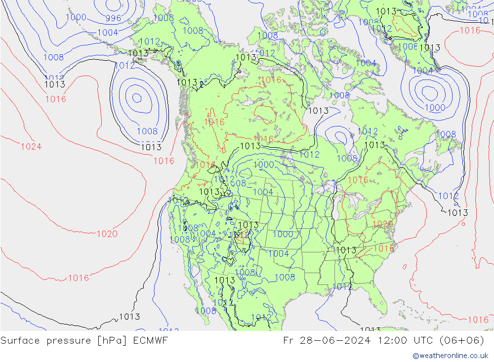地面气压 ECMWF 星期五 28.06.2024 12 UTC