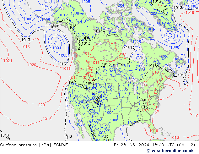 地面气压 ECMWF 星期五 28.06.2024 18 UTC