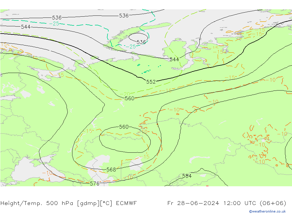 Z500/Regen(+SLP)/Z850 ECMWF vr 28.06.2024 12 UTC