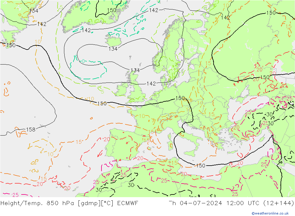 Hoogte/Temp. 850 hPa ECMWF do 04.07.2024 12 UTC