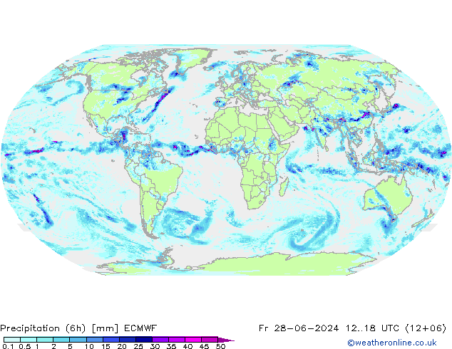 Totale neerslag (6h) ECMWF vr 28.06.2024 18 UTC