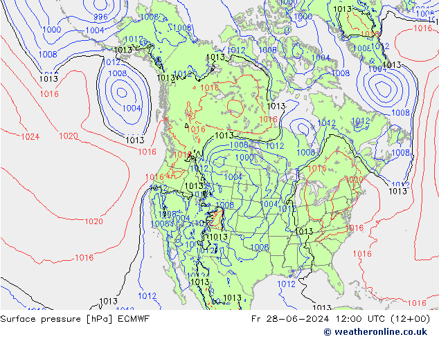地面气压 ECMWF 星期五 28.06.2024 12 UTC