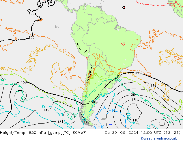 Hoogte/Temp. 850 hPa ECMWF za 29.06.2024 12 UTC