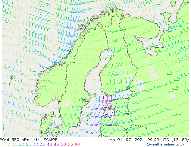 风 850 hPa ECMWF 星期一 01.07.2024 00 UTC