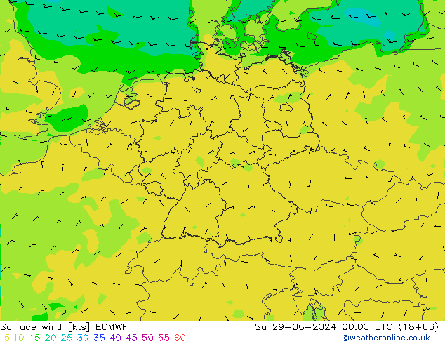 风 10 米 ECMWF 星期六 29.06.2024 00 UTC