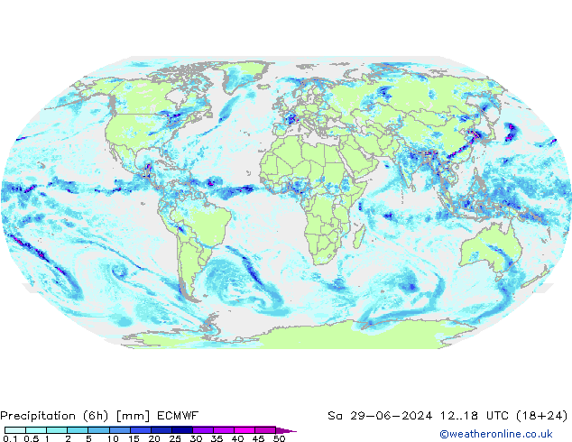 Z500/Rain (+SLP)/Z850 ECMWF 星期六 29.06.2024 18 UTC