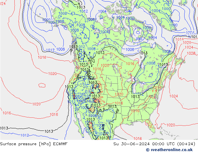 地面气压 ECMWF 星期日 30.06.2024 00 UTC