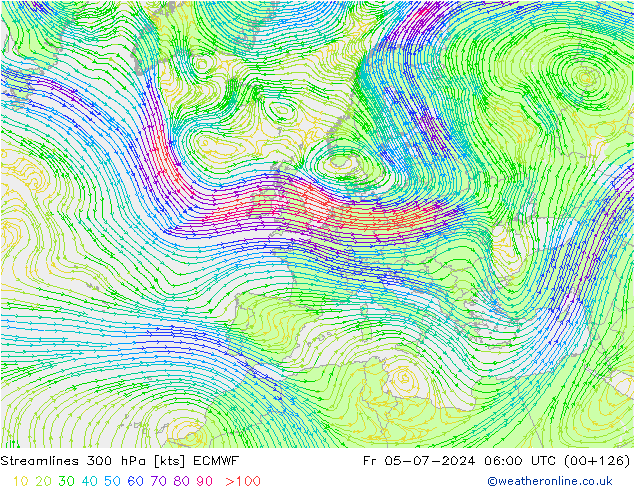 风 300 hPa ECMWF 星期五 05.07.2024 06 UTC