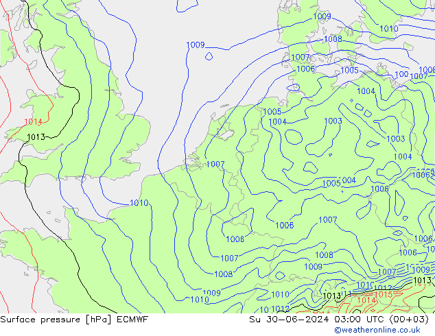 地面气压 ECMWF 星期日 30.06.2024 03 UTC
