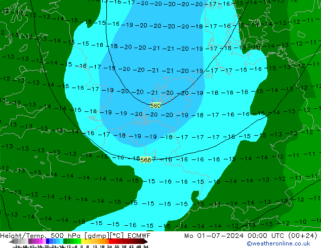 Hoogte/Temp. 500 hPa ECMWF ma 01.07.2024 00 UTC
