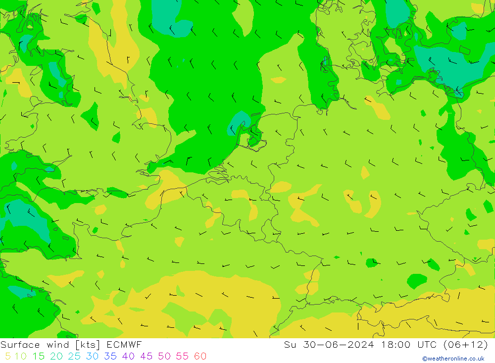 风 10 米 ECMWF 星期日 30.06.2024 18 UTC