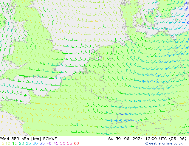 风 850 hPa ECMWF 星期日 30.06.2024 12 UTC