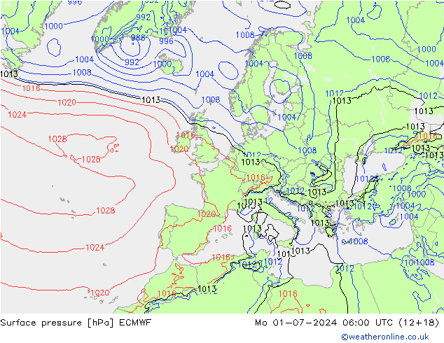 地面气压 ECMWF 星期一 01.07.2024 06 UTC