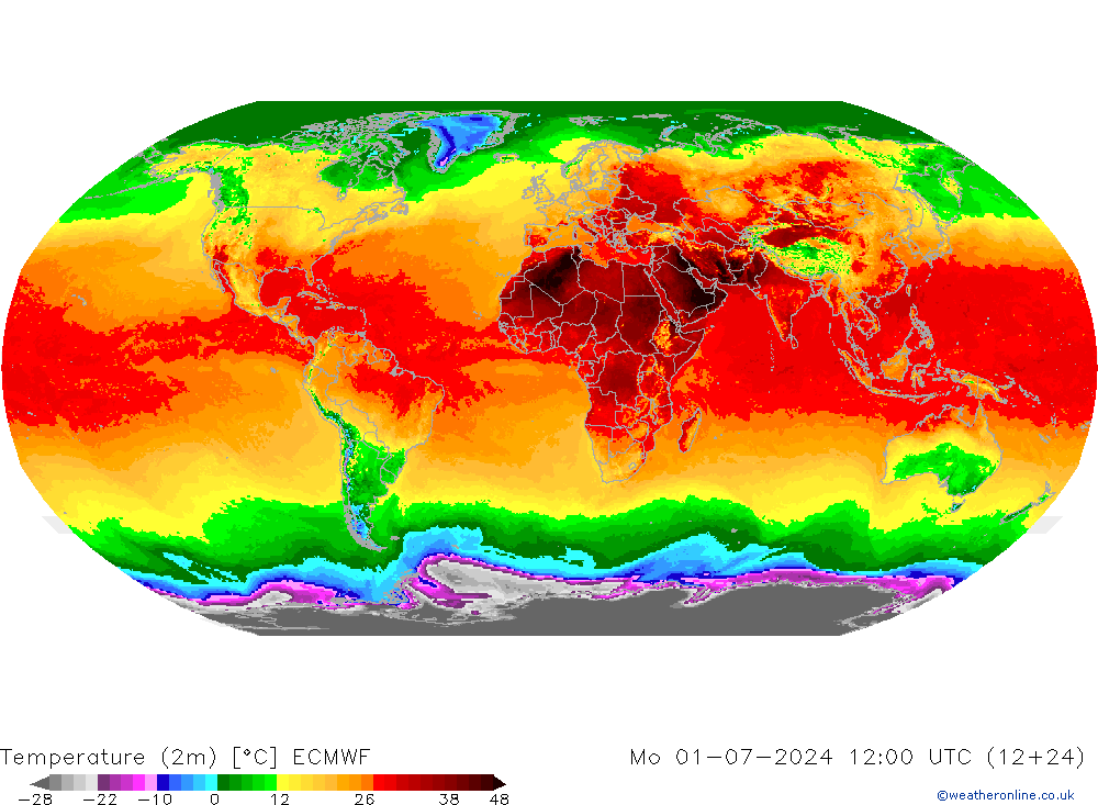 温度图 ECMWF 星期一 01.07.2024 12 UTC